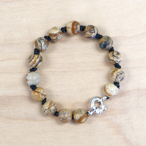 The Nala - Picture Jasper + Leather bracelet