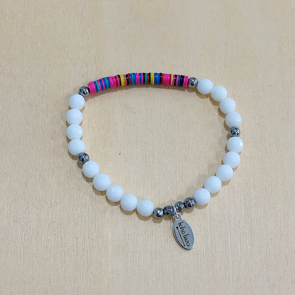 The Norma - white + vinyl bead  - Semi-precious beads